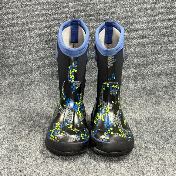 Bogs Classic Axel Boots Boys Sz 10 Black Blue Lime Waterproof Outdoor Rain Boot - Picture 2 of 14
